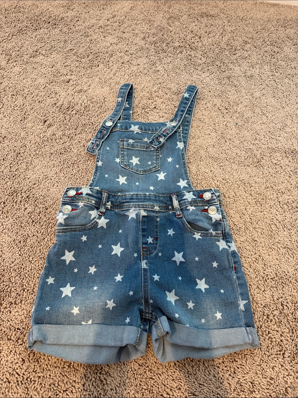 Cat & Jack Blue Star Print Denim Short Overalls for girls